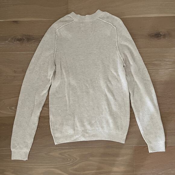 Lucky Brand Cloud Soft Cashmere Blend Men's V-neck Sweater Oatmeal Small - Picture 2 of 5